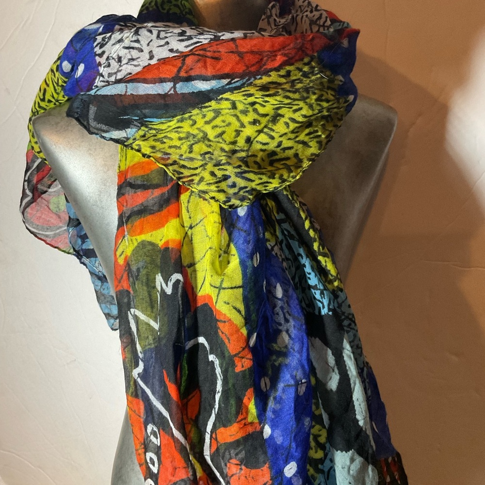 “ZARA SCARF” Multi Patterned and Multi Coloured Chiffon Scarf.
